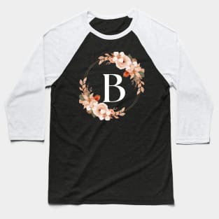 Initial B Flower Monogram Watercolor Design Baseball T-Shirt